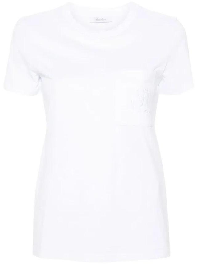 MAX MARA Monogram-embroidered Cotton T-shirt In White Product Image