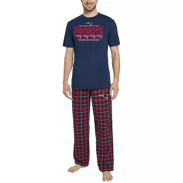 Mens Concepts Sport /Red New England Patriots ArcticT-Shirt & Flannel Pants Sleep Set Blue Product Image