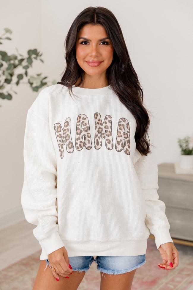 Mama Leopard Ivory Corded Graphic Sweatshirt Product Image