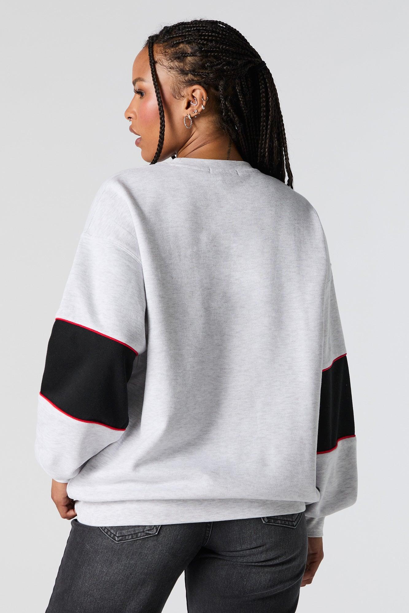 Chenille Embroidered Colourblock Sweatshirt Female Product Image