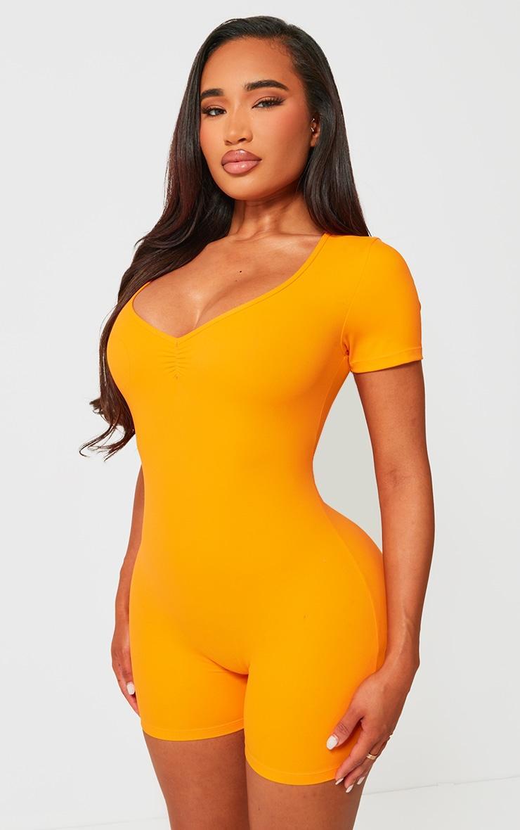 Shape Orange Sculpted Ruched Front Unitard Product Image