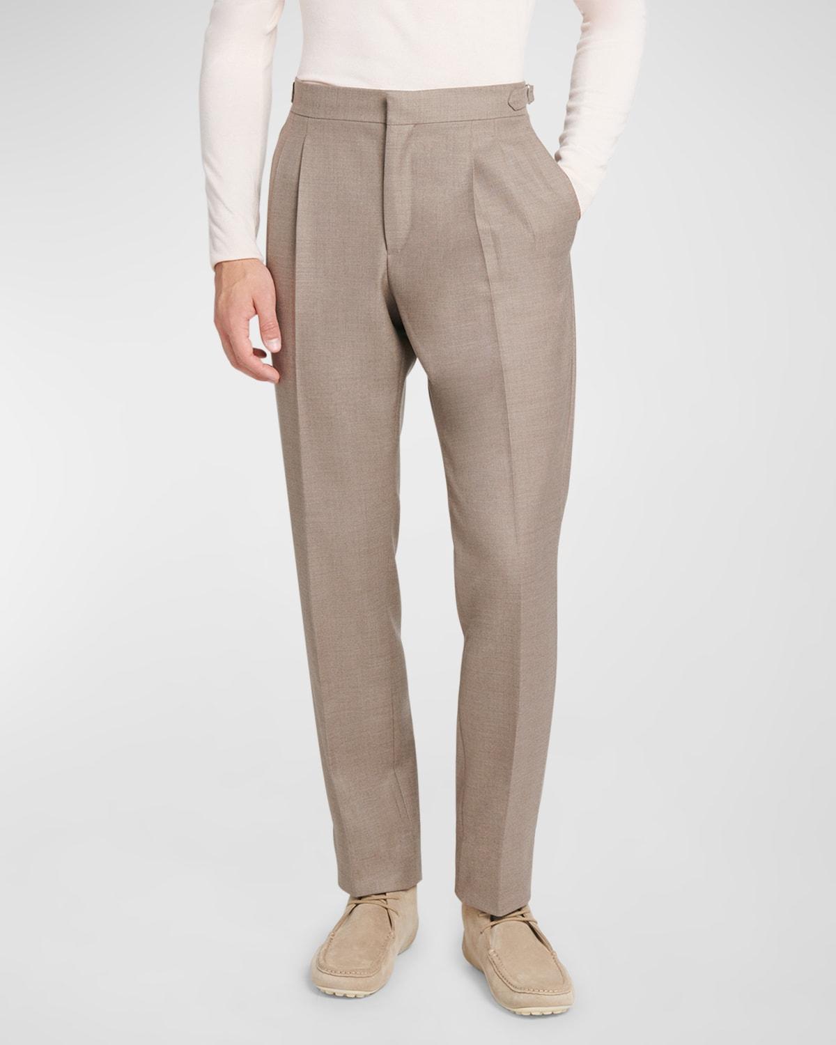 Mens Wool Double-Pleated Trousers Product Image