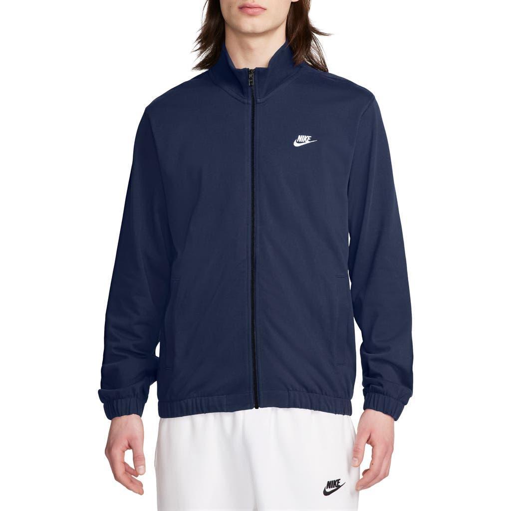 NIKE Men's Club Knit Jacket In Midnight Navy/midnight Navy/white Product Image