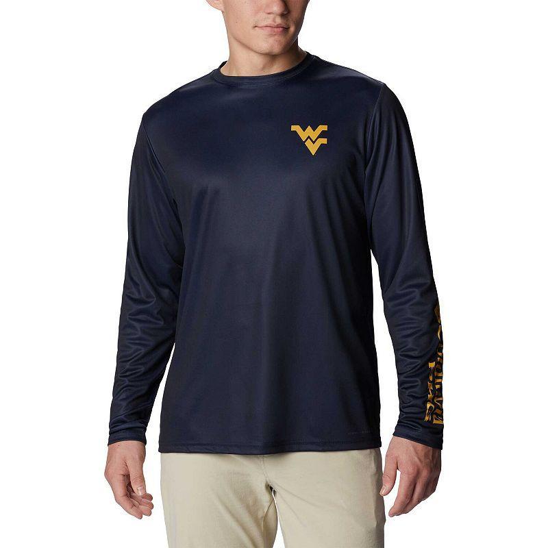 Mens Columbia West Virginia Mountaineers Terminal Shot Omni-Shade Omni-Wick Long Sleeve T-Shirt Blue Product Image