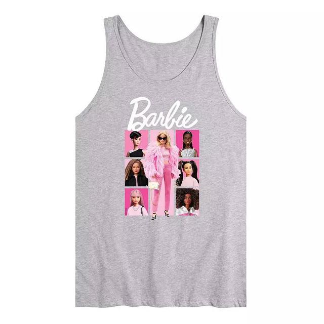 Mens Barbie Pink Grid Graphic Tank Top Grey Gray Product Image