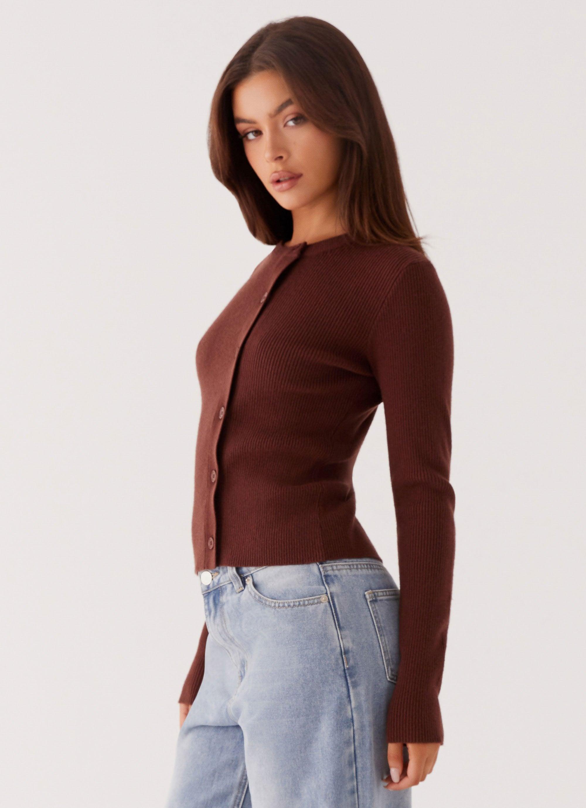 Rubi Knit Long Sleeve Top - Chocolate Product Image