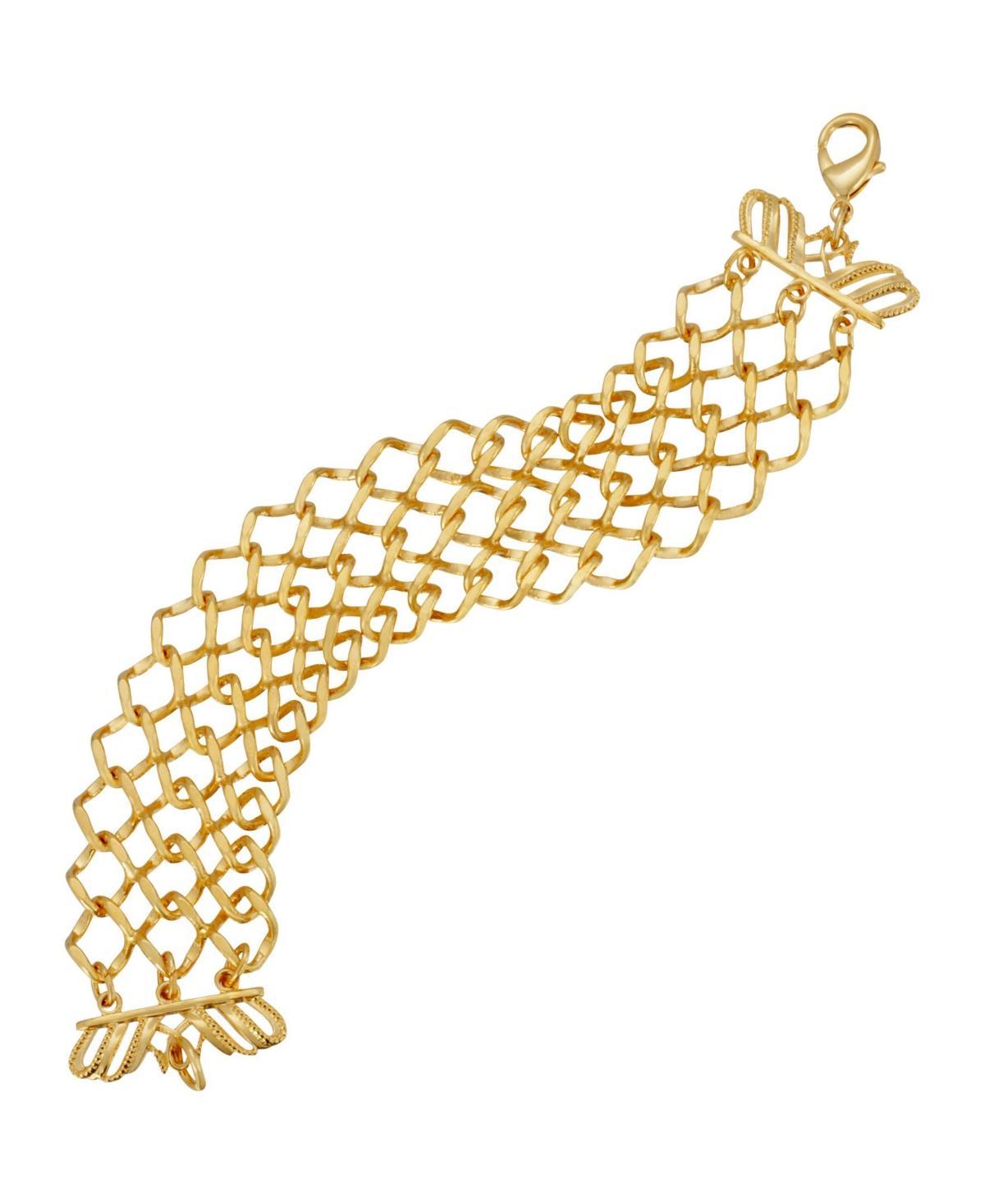 1928 Gold Tone Wide Link Mesh Bracelet, Womens Product Image