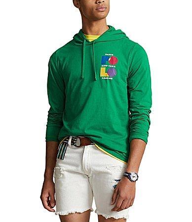 Mens Colorblocked Logo Hooded T-Shirt Product Image