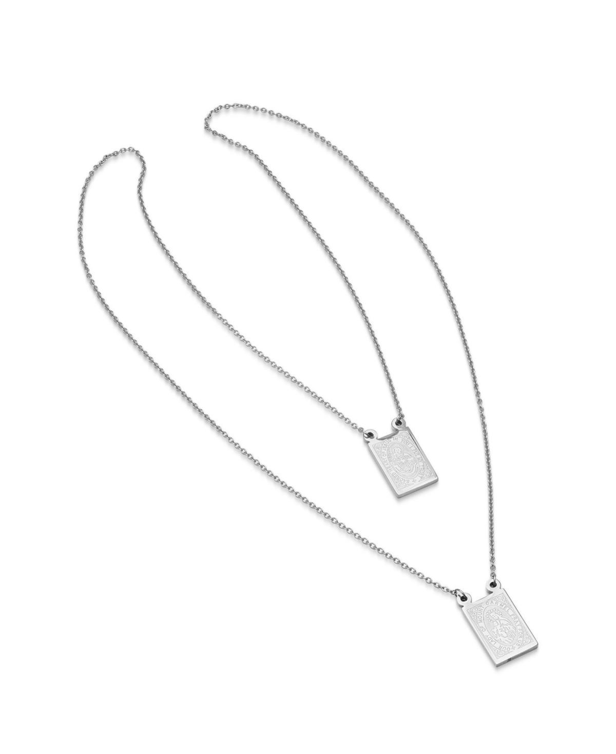 Steeltime Mens Stainless Steel Religious Escapulario Style Reversable Necklace Product Image