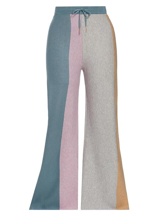 Womens Colorblock Wide-Leg Knit Pants Product Image