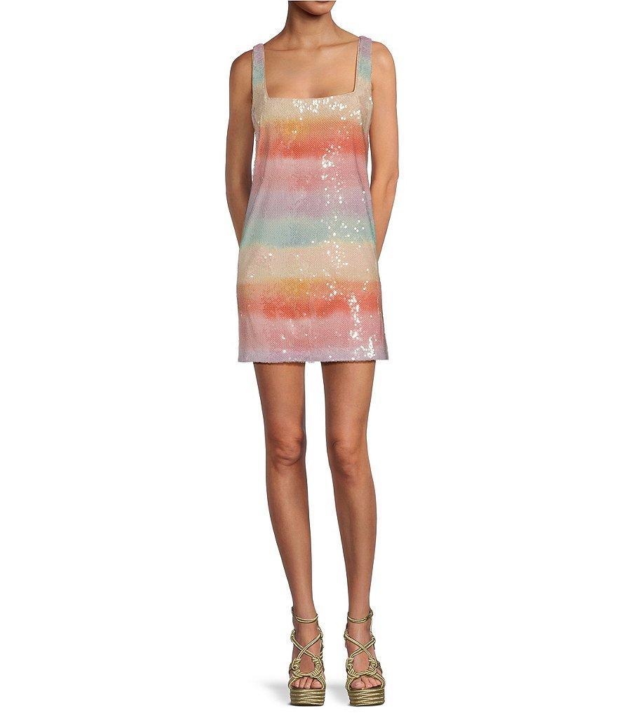 Gianni Bini x DANNIJO Twiggy Ombre Sequin Square Neck Sleeveless Mini Dress Product Image