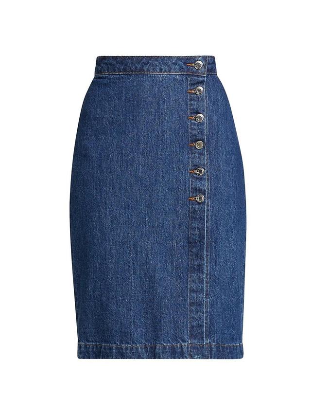 Womens Felicity High-Rise Denim Knee-Length Skirt Product Image