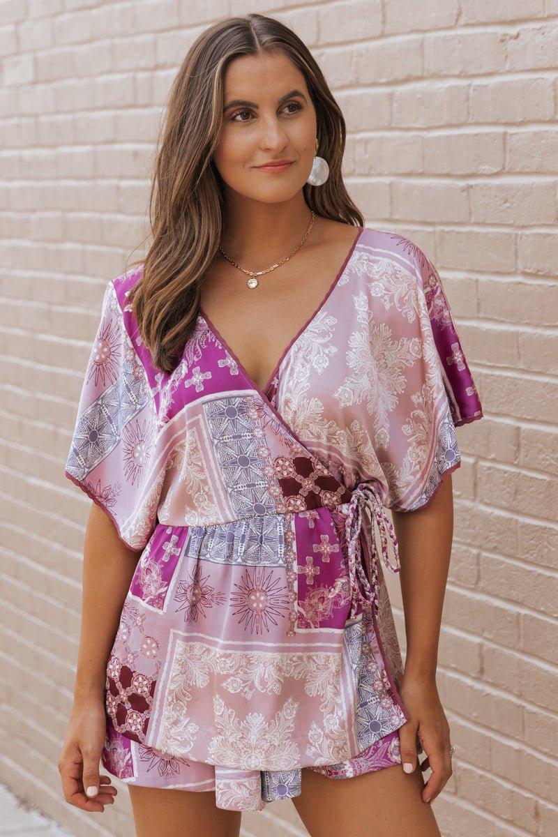 Free People Purple Multi Oasis Pattern Romper - FINAL SALE Product Image