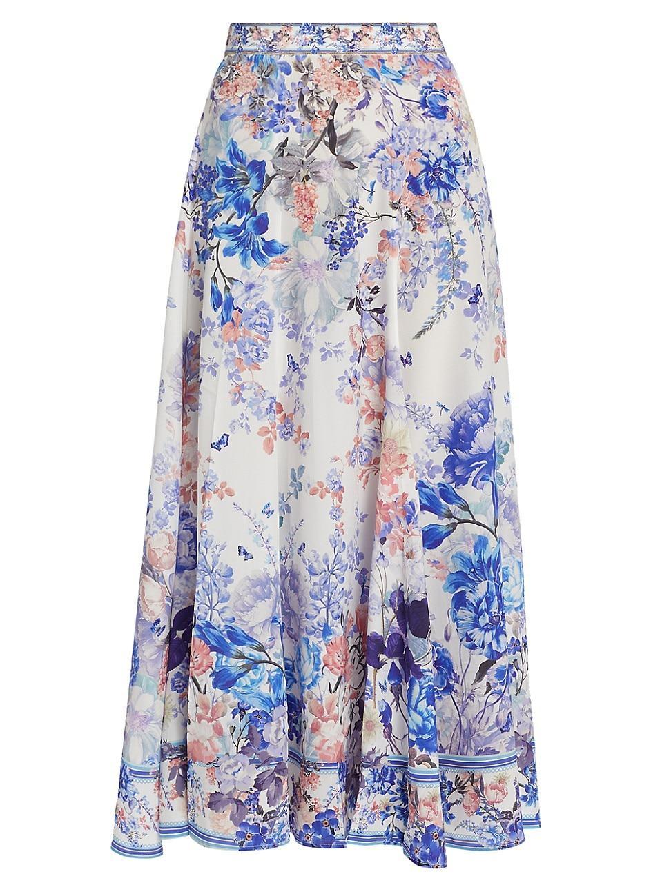 Womens True Bloom Floral Silk Maxi Skirt Product Image