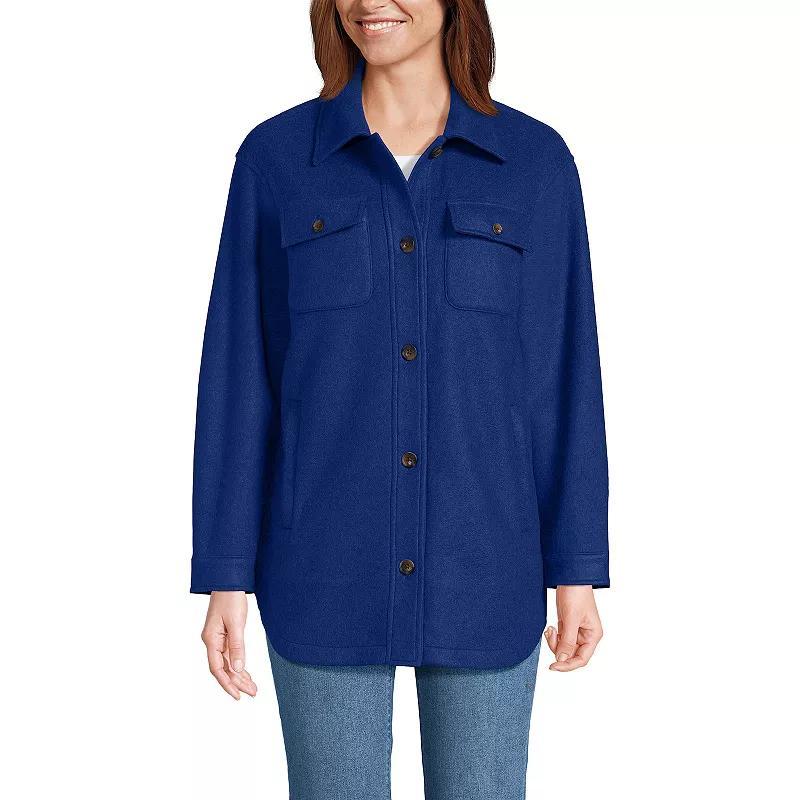 Petite Lands End Luxe Shirt Fleece Shacket, Womens Dark Grey Heather Product Image