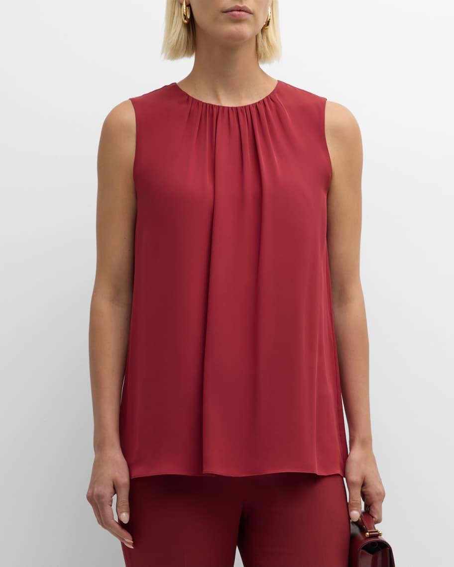 Sleeveless Ruched Silk Blouse product image