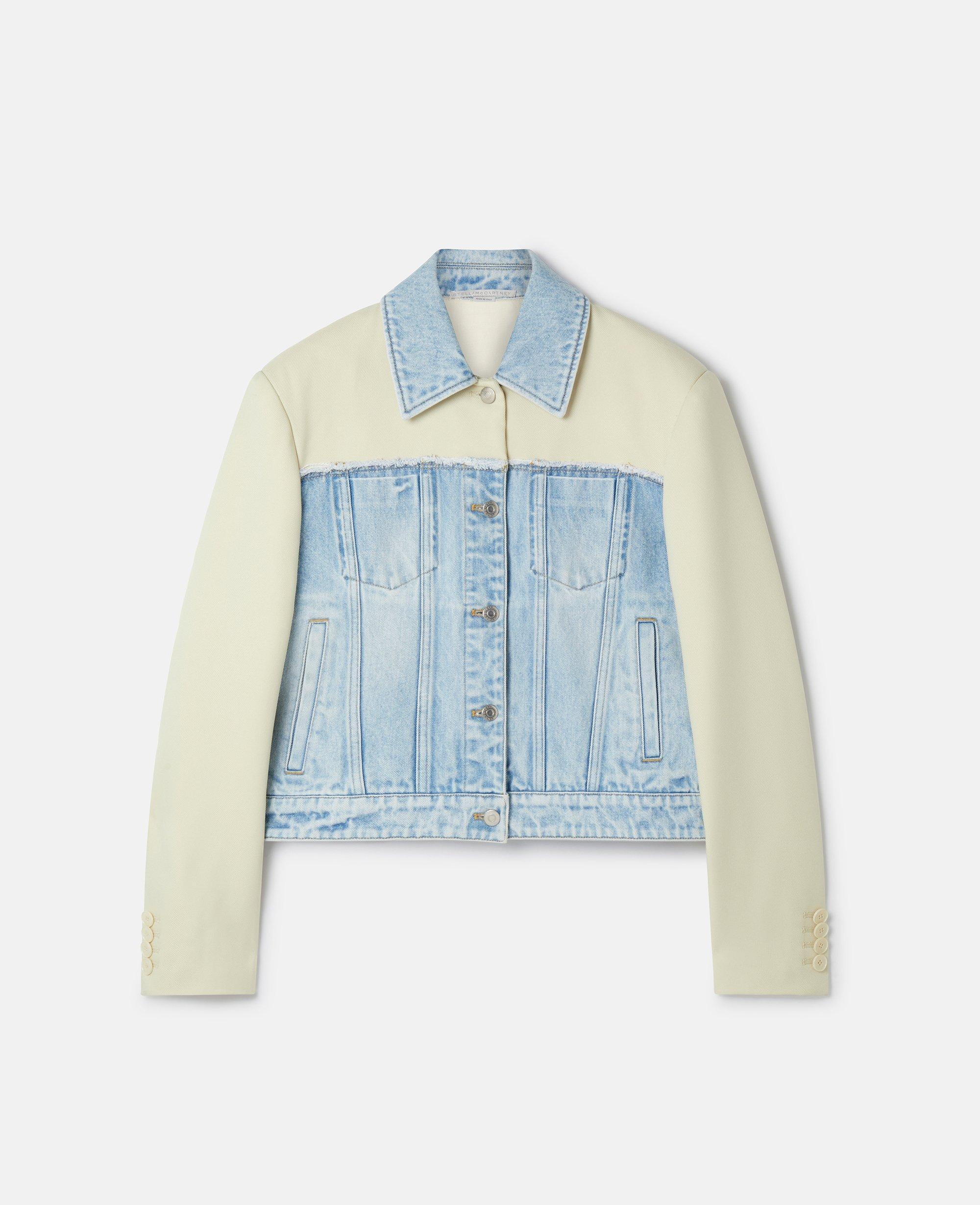 Paneled Denim And Twill Jacket In Blue/ecru Product Image