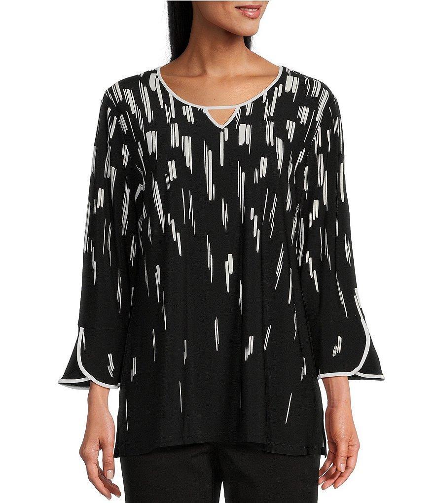 Allison Daley 3/4 Flare Sleeve Keyhole Neck Knit Top Product Image