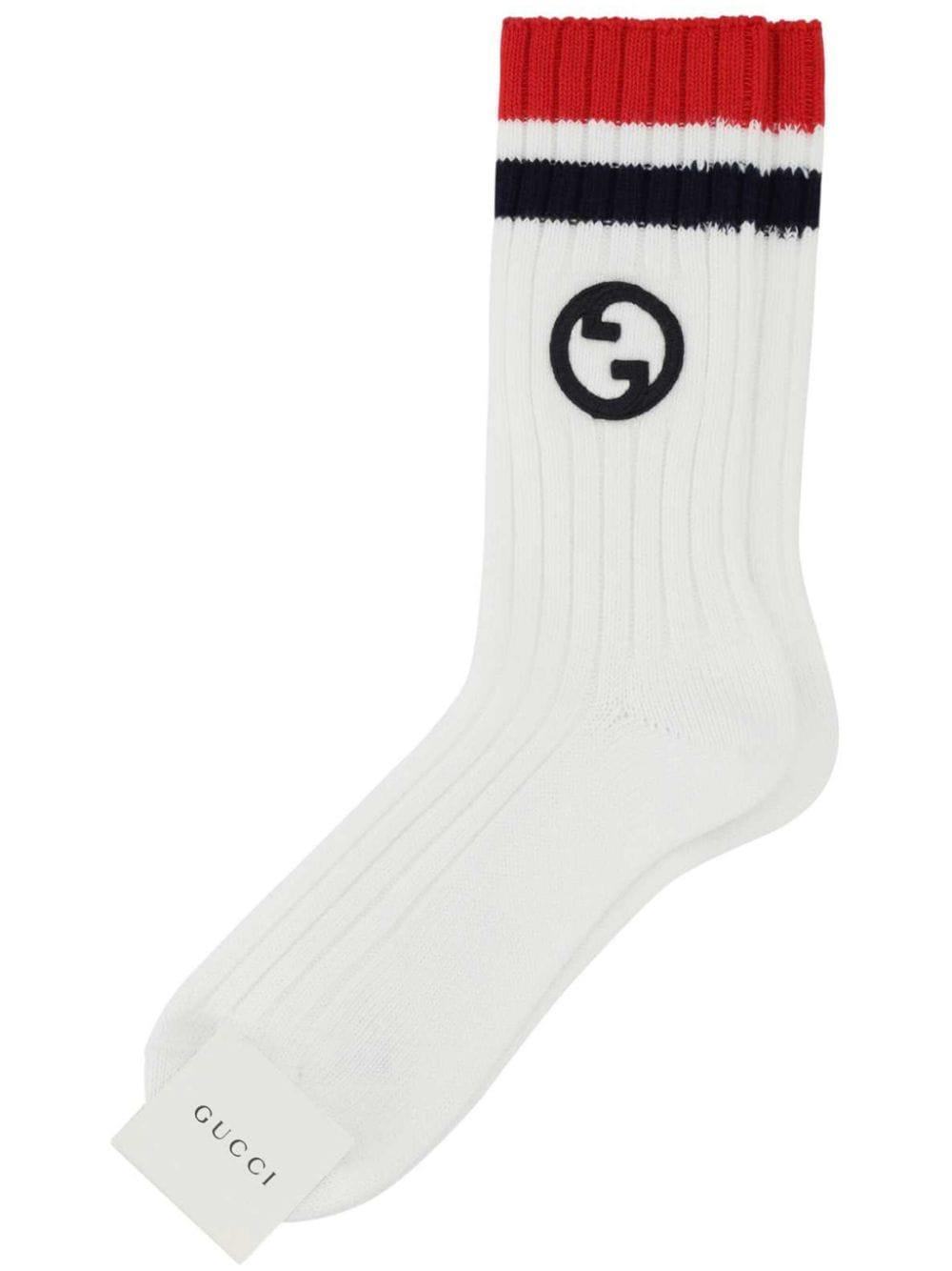 White Stretch Cotton Blend Socks Product Image