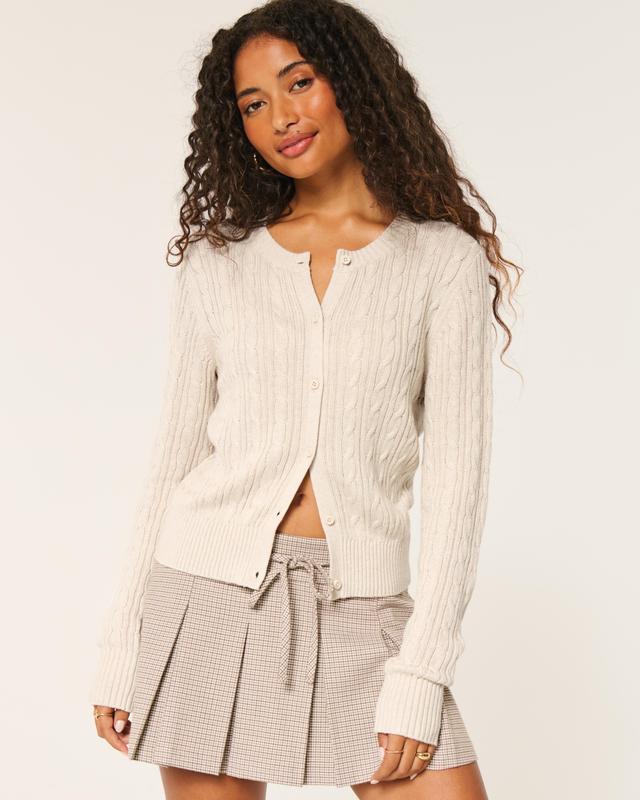 Easy Cable-Knit Crew Cardigan Product Image