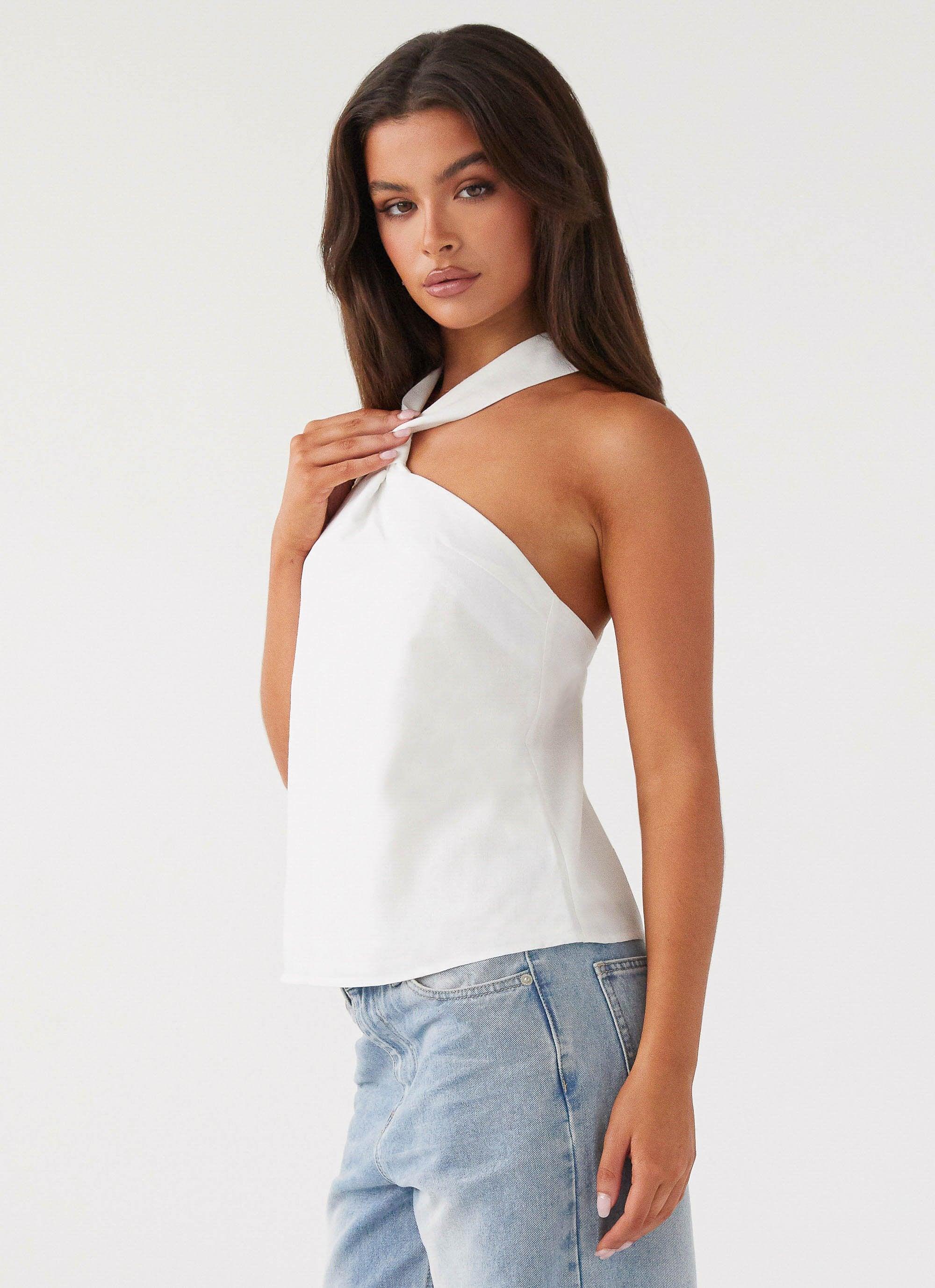 Keira Linen Top - White Product Image