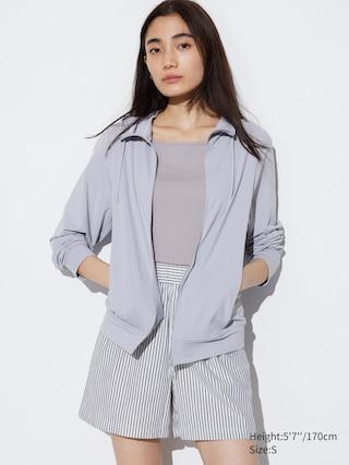 Womens Airism Mesh Uv Protection Full-Zip Hoodie with Deodorizing Gray Small UNIQLO US Product Image