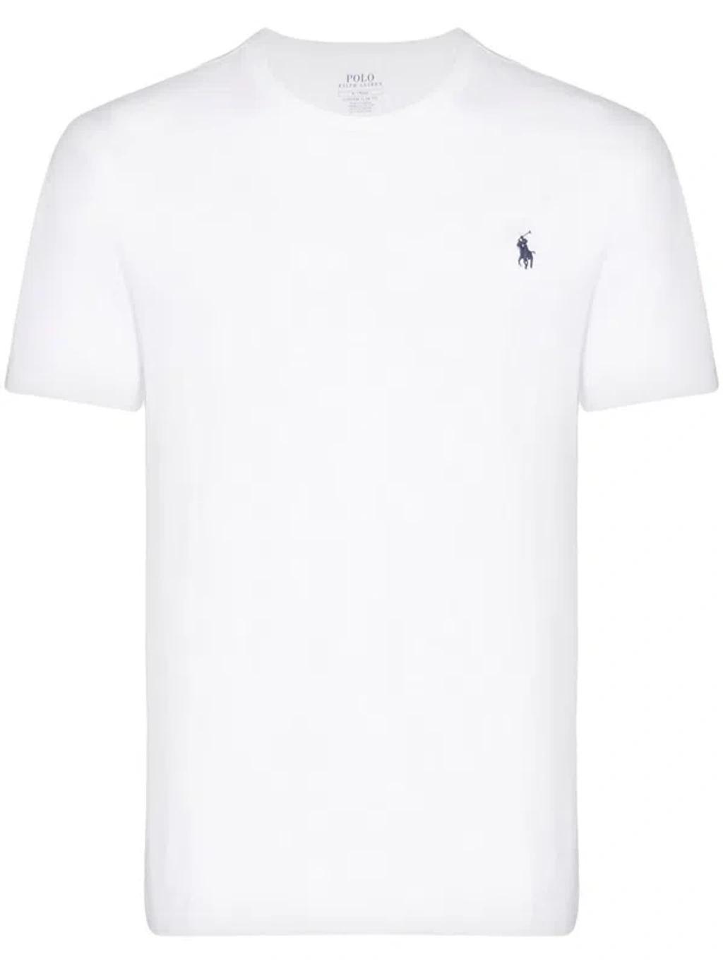 Mans White Cotton T-shirt With Logo Product Image