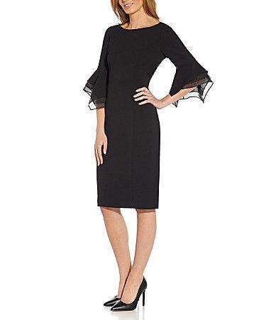 Adrianna Papell Tiered Sleeve Crepe Dress Product Image