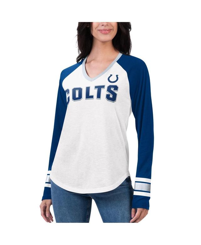 Womens G-iii 4Her by Carl Banks White Indianapolis Colts Top Team Raglan V-Neck Long Sleeve T-shirt - White Product Image