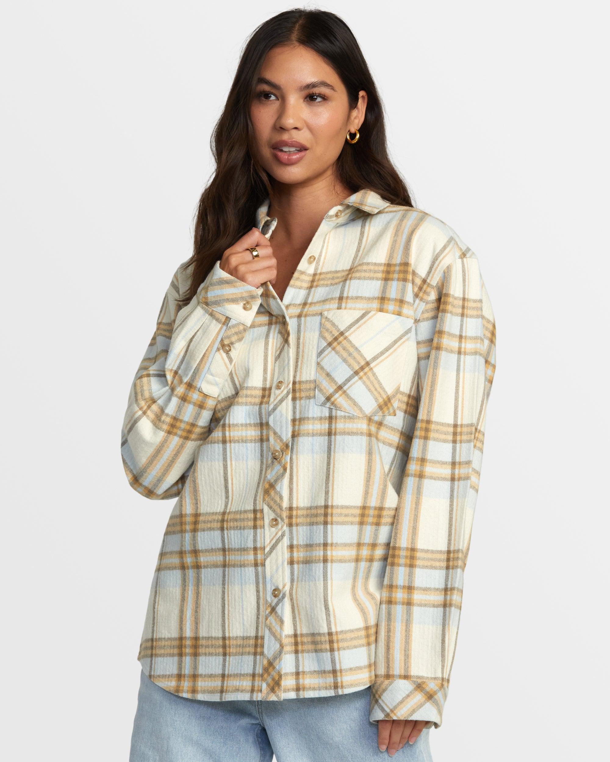 Breeze Flannel Long Sleeve Shirt - Latte Product Image