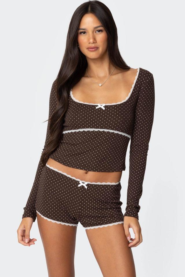 Juliana Polka Dot Ribbed Top Product Image