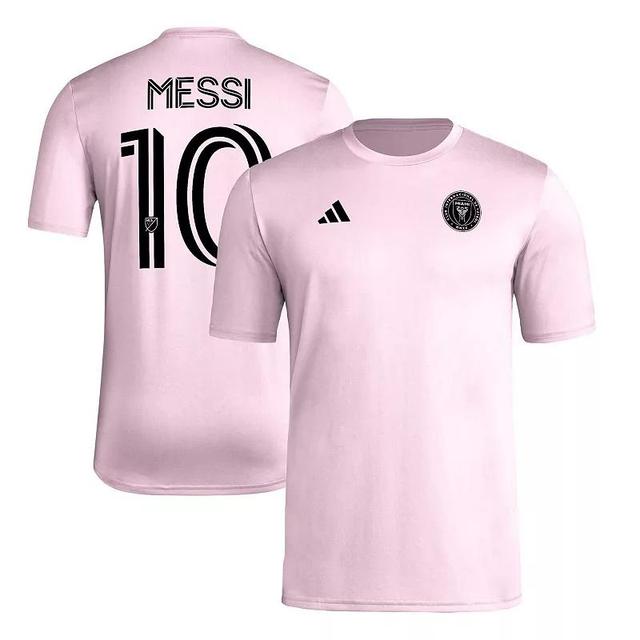 Mens adidas Lionel Messi Pink Inter Miami CF 2023/24 Pregame T-Shirt Product Image