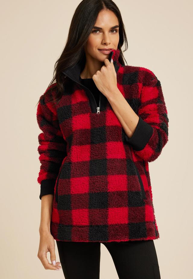 Sherpa Buffalo Plaid Pullover Sweatshirt Product Image