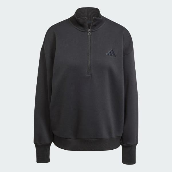 adidas ALL SZN Fleece Loose Quarter-Zip Sweatshirt Black L Womens Product Image