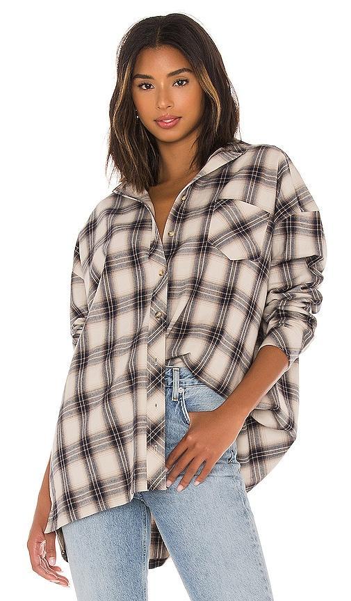 Lovers and Friends Gela Oversized Top in Nude Plaid Product Image