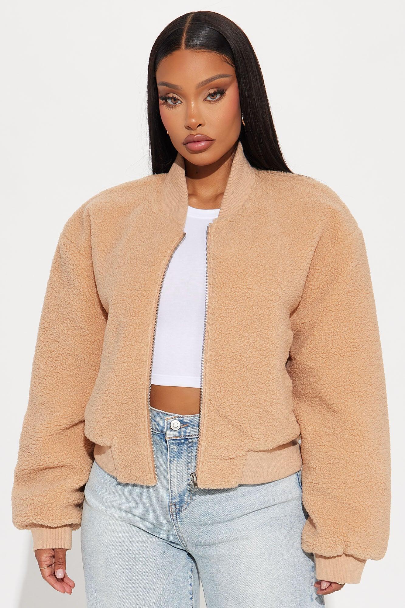 Get Even Sherpa Bomber Jacket - Brown Product Image