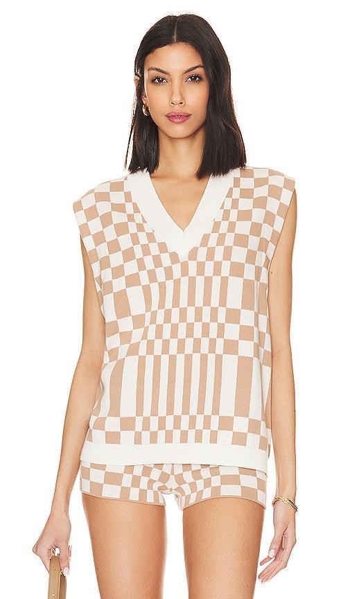 Lovers and Friends Carice Checkered Vest in Brown. - size S (also in XL, XS) Product Image