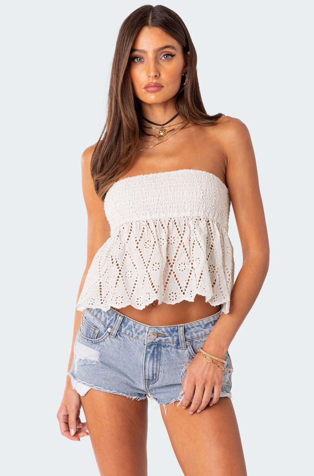 Lacey Cotton Scrunch Tube Top Product Image