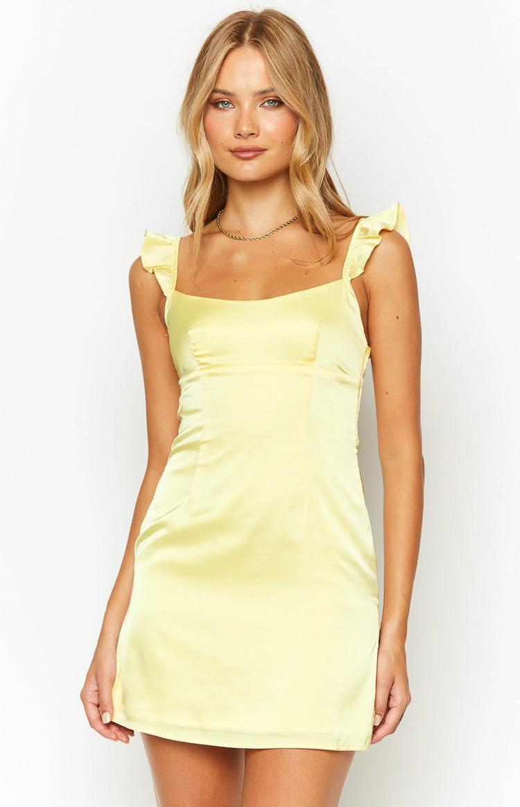 Marigold Muse Yellow Satin Mini Dress Product Image