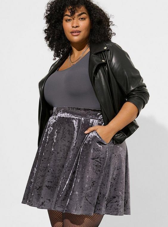 Mini Velvet Skater Skirt Product Image