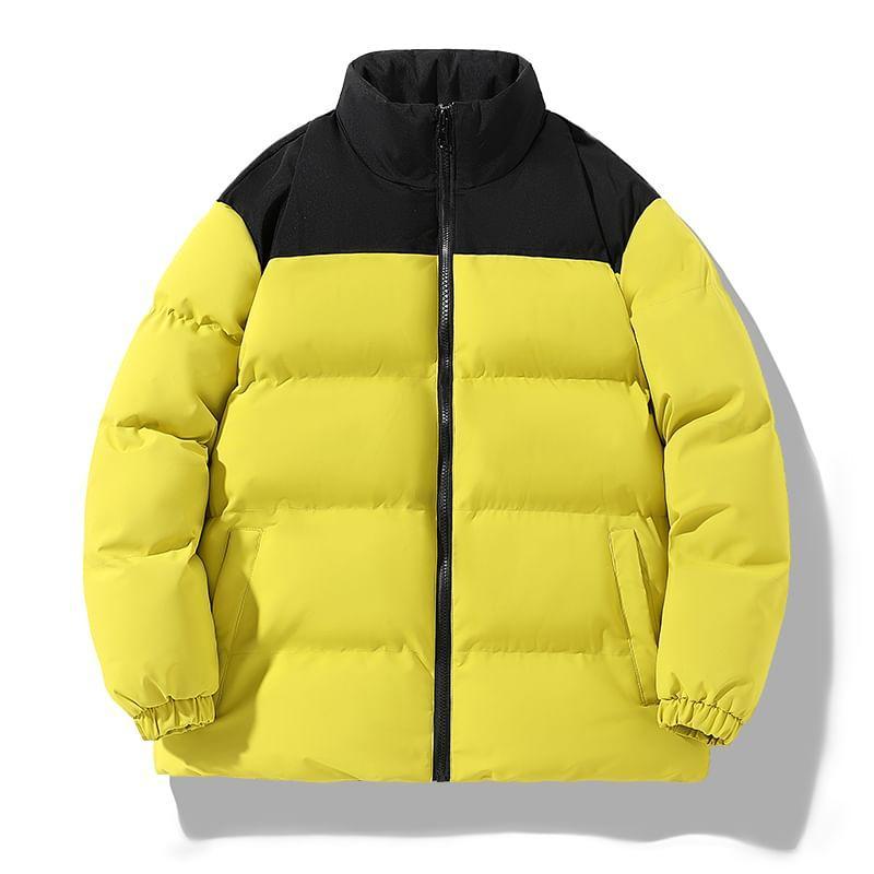 Mock Neck Two Tone Zip-Up Puffer Jacket Product Image