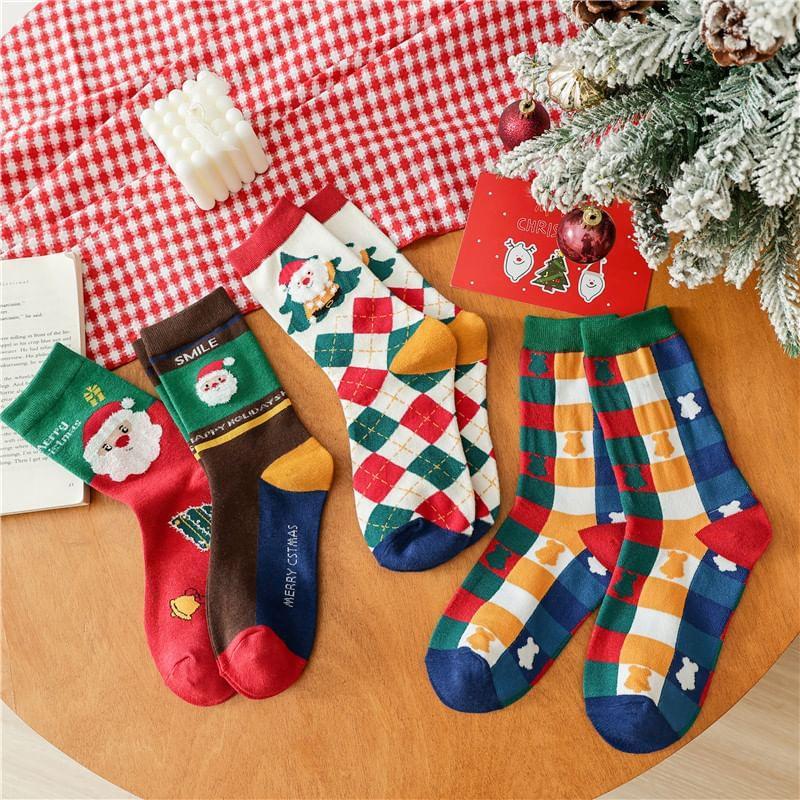 Christmas Cartoon Print Socks Product Image