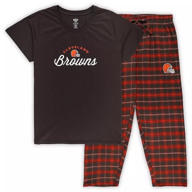 Womens Concepts Sport Cleveland s Plus Size Badge T-Shirt & Flannel Pants Sleep Set Product Image