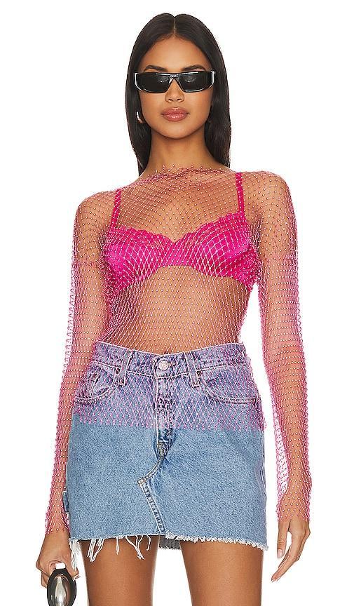 Karolie Sheer Rhinestone Top Product Image