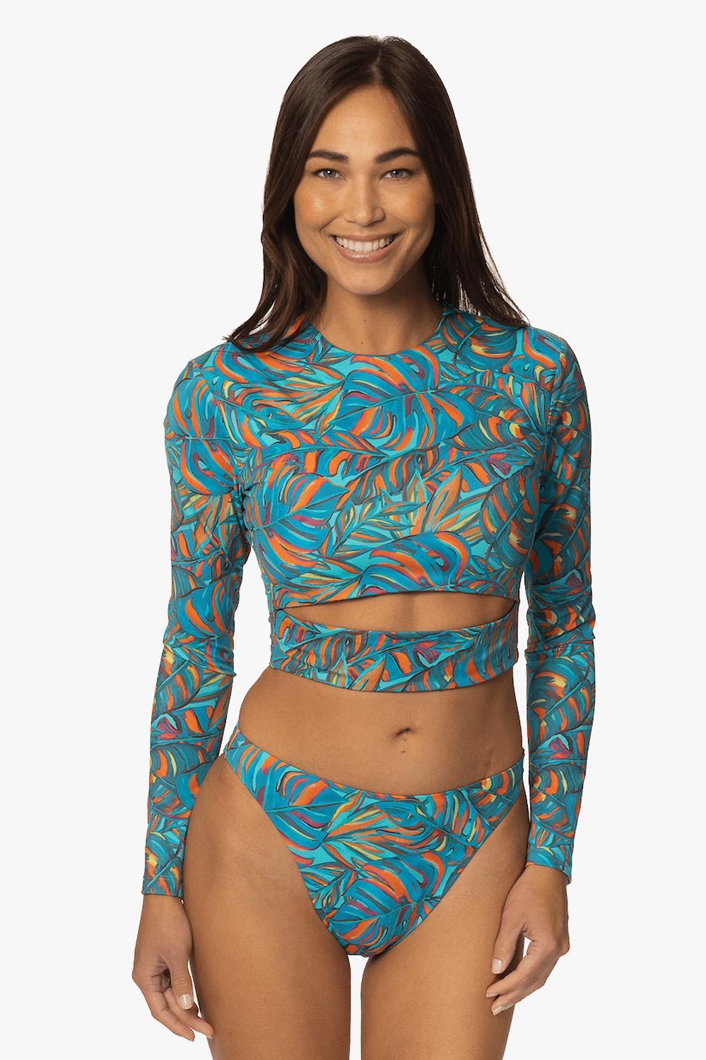 Taranaki Long Sleeved Crop Cut-Out Rashie - Paradise Female Product Image