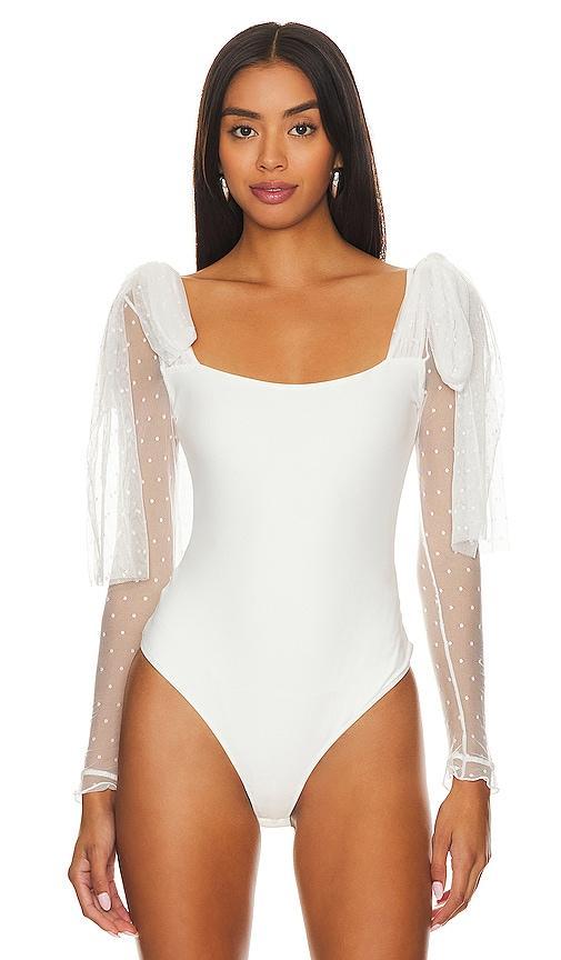 Free People Tongue Tied Mesh Sleeve Tie Shoulder Bodysuit Product Image