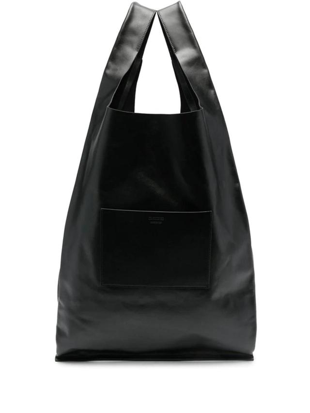 JIL SANDER Market Leather Tote Bag In Black Product Image