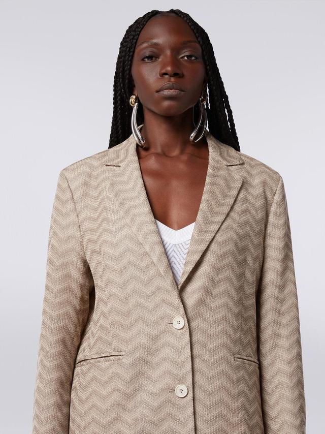 Cotton chevron single-breasted blazer Beige | Missoni Product Image