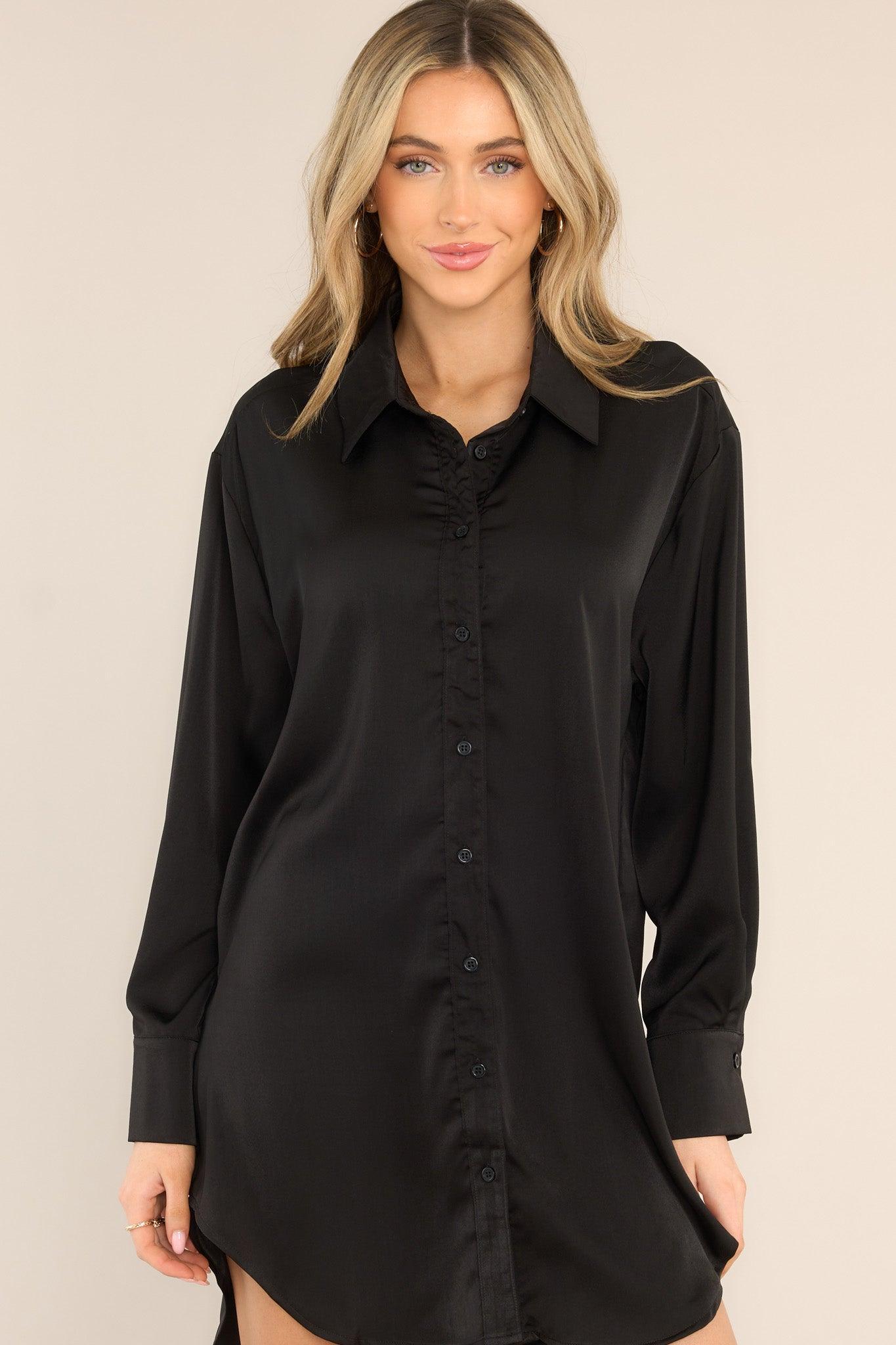 Remember That Time Black Long Sleeve Shirt Dress Product Image