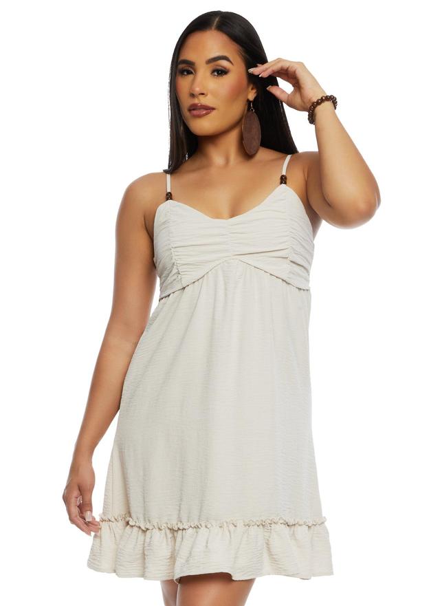 Womens Almost Famous Ruched Beaded Strap Sundress Product Image